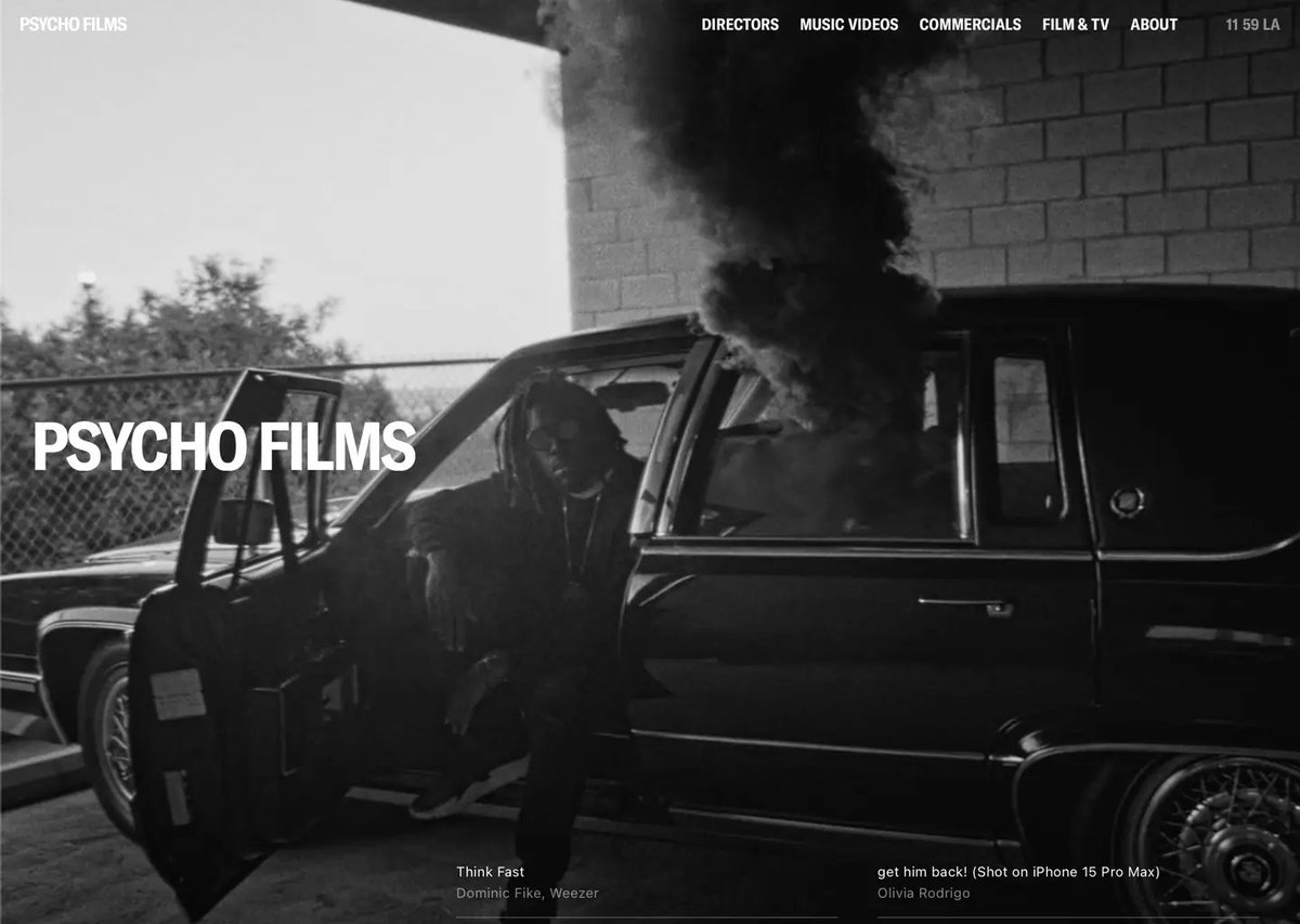 Psycho Films puts its product in the spotlight with a captivating looping video showcasing #cinematic masterpieces. The #website effectively piques the audience's curiosity, leaving them eager to explore more of its creative offerings. narrowlabs.design/website-inspir…