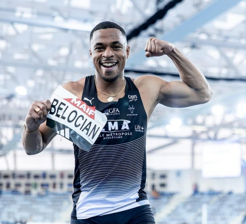 CRGuadeloupe's tweet photo. [𝐅𝐄𝐋𝐈𝐂𝐈𝐓𝐀𝐓𝐈𝐎𝐍𝐒] Un grand woulo bravo à Wilhem Belocian qui a remporté son 2ème titre de champion de France en salle, du 60 m haies.

Avec une performance de 7’’44, Wilhem réalise également son deuxième meilleur chrono en carrière. 👏👏👏 https://t.co/17xOW081Vh