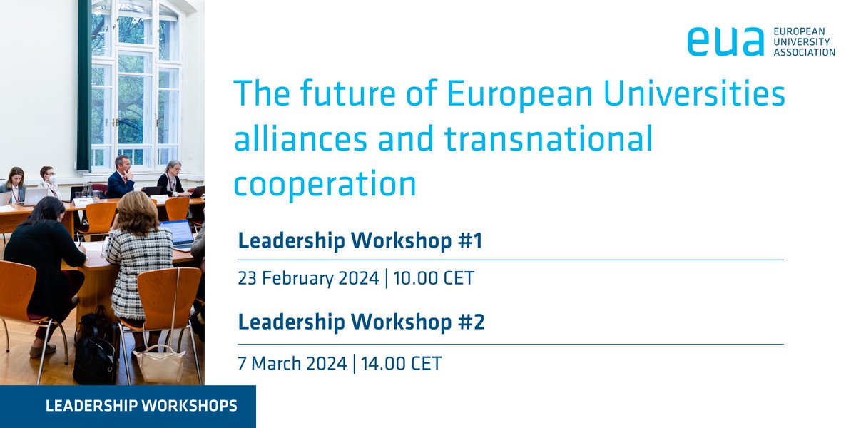 euatweets's tweet image. Are you currently revamping your institution’s strategy for #transnational #cooperation and would like to get inspiration by exchanging with peers?

Then join one of the two relevant EUA workshops bit.ly/494Umnb

⚠️ Registration deadline: 16 February