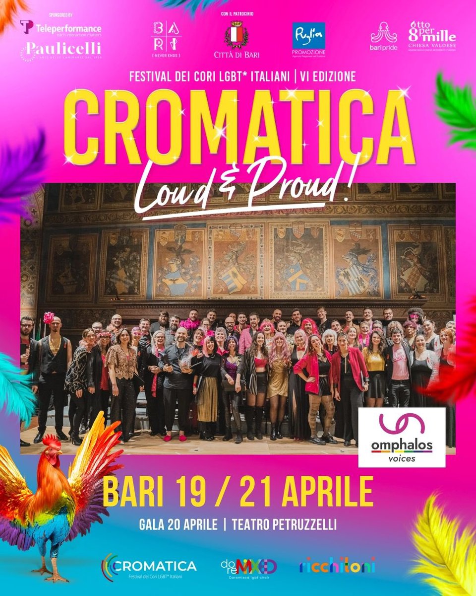𝗢𝗺𝗽𝗵𝗮𝗹𝗼𝘀 𝗩𝗼𝗶𝗰𝗲𝘀 sarà presente alla sesta edizione di Cromatica Festival!

#𝗔𝗯𝗼𝘂𝘁𝗧𝗵𝗲𝗖𝗵𝗼𝗶𝗿
🔴Città: PERUGIA
🟠Fondazione: 2015
🟡Tipo: SATB
🟢Componenti: 50
🔵Direttorə: Sergio Briziarelli