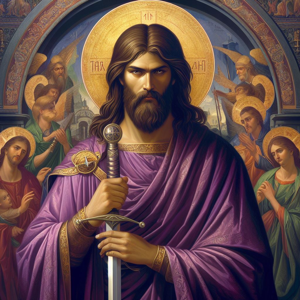MedievalAIArt's tweet photo. "I have not come to bring peace, but a sword".

#medievalart #medieval #aiart #christianart #catholicart #byzantine #byzantineart #CatholicTwitter #Catholic #CatholicChurch https://t.co/ZeVrVGakwX