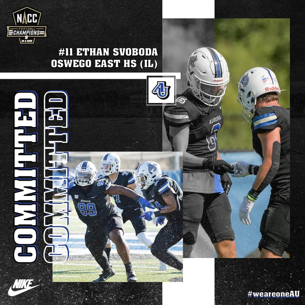 Ethan Svoboda (@svobodaethan) on Twitter photo I want to start off by thanking everyone that helped me get to where I am today whether that be coaches, family teammates, friends etc. With that being said I would like to announce my commitment to Aurora University!
<a href="/AU_SpartanFB/">Aurora University Football</a> <a href="/DonBeebeNFL/">Don Beebe</a> <a href="/CoachLeBlanc1/">Tyson LeBlanc</a> #AGTG I want to start off by thanking everyone that helped me get to where I am today whether that be coaches, family teammates, friends etc. With that being said I would like to announce my commitment to Aurora University!
<a href="/AU_SpartanFB/">Aurora University Football</a> <a href="/DonBeebeNFL/">Don Beebe</a> <a href="/CoachLeBlanc1/">Tyson LeBlanc</a> #AGTG