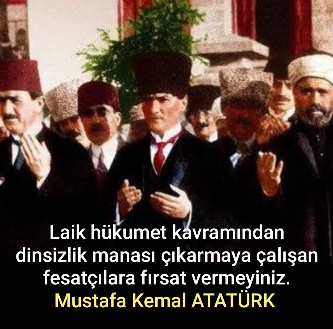 Laik hükumet kavramından dinsizlik manası çıkarmaya çalışan fesatçılara fırsat vermeyiniz. Mustafa Kemal ATATÜRK #TürkiyeLaiktirLaikKalacak NOKTA..🇹🇷🇹🇷🇹🇷