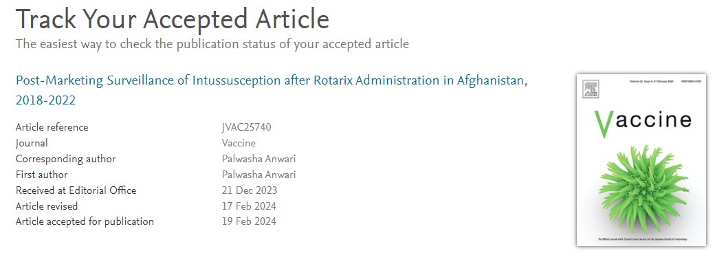 Thrilled to announce that my article has been accepted for publication in the prestigious @Els_Vaccine  Journal!  Grateful for the support and encouragement along this research journey. Big thanks to all who contributed and believed in this work! 
#VaccineResearch #Aghanistan