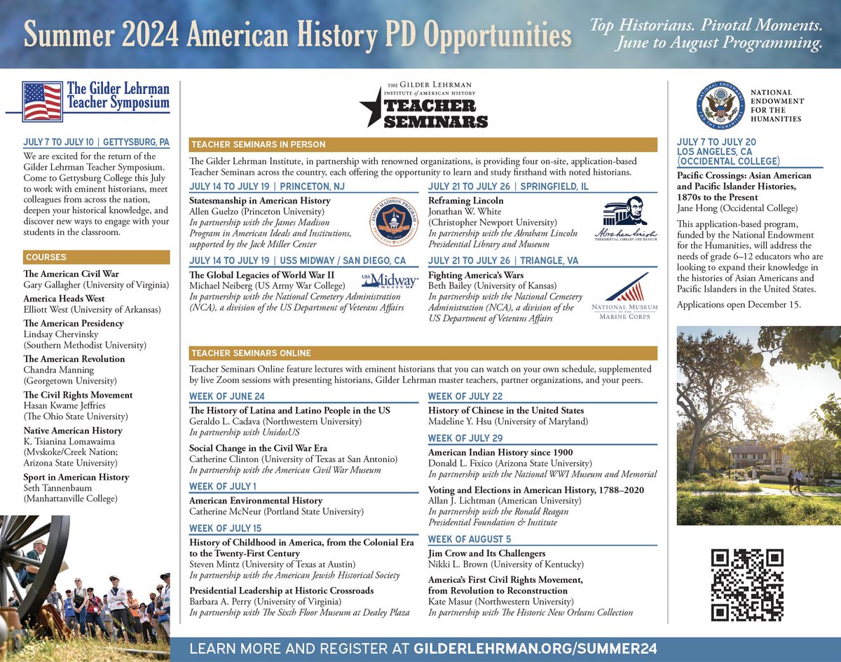 Can't wait for the <a href="/Gilder_Lehrman/">The Gilder Lehrman Institute of American History</a> Symposium in Gettysburg this summer! Check out the list of historians who are going to be there! After using his work for a powerful #APUSH Socratic Sem the last few years, I'm really looking forward to meeting <a href="/ProfJeffries/">Hasan Kwame Jeffries</a>!