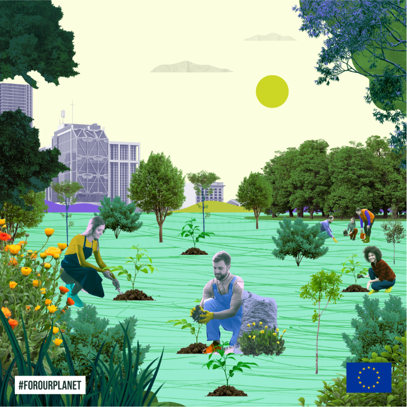ComisionEuropea's tweet photo. 📢 ¡Hoy da comienzo la campaña #ForOurPlanet 🇪🇺!

🌳La pérdida de biodiversidad y el cambio climático están afectando al planeta y a nuestras vidas.

Juntos, podemos unir fuerzas para proteger los ecosistemas y conseguir un cambio real. ¡Cada acción cuenta!