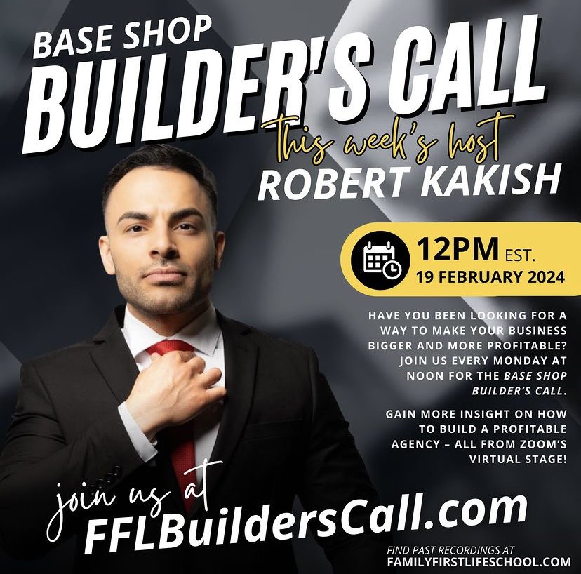 Don’t miss our exclusive Base Shop Builder’s Call today at noon, hosted by Robert Kakish. This weekly session is designed to empower you with recruitment and team-building strategies for success. Join using link in our bio.