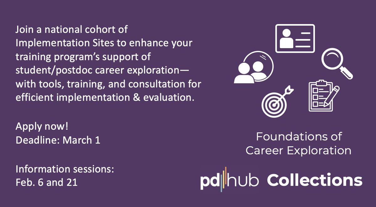 Check out this @NIH-funded opportunity to bring a new course or workshop to your #PhD student/postdoc training program: the #pdhubCollections @pdhubSTEM. Information sessions February 21.  bit.ly/3S17Byf