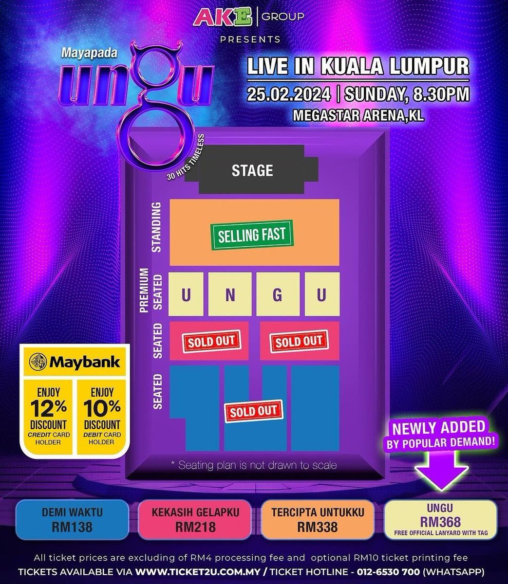 f4iryhyuk1's tweet photo. WTS Ungu Mayapada Live in KL 
25/2/2024 (8.30pm)

🎟️ 1 tix
🎟️ Demi Waktu Seated
💰 RM146

#ungumayapada
#unguliveinKL https://t.co/9Ia4MUPJev