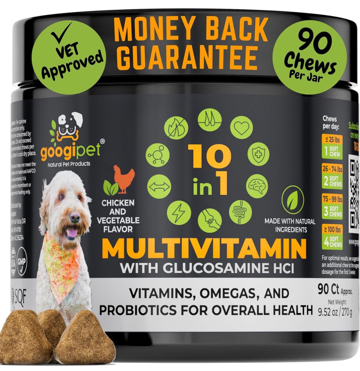 GoogiPet's tweet image. GoogiPet’s 10-in-1 Multivitamin for dogs! 🌟 Tailored for all sizes &amp;amp; ages, it blends Glucosamine, Probiotics, Omegas &amp;amp; essential vitamins for energy, joint health, smooth digestion, &amp;amp; radiant coats. Boost their heart &amp;amp; immune system for a vibrant life! 🐕 #GoogiPet #DogWellness