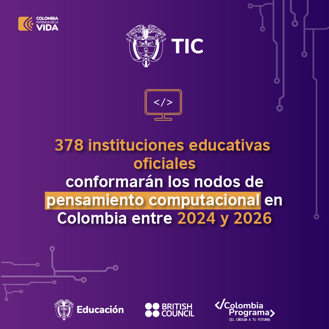 cobritish's tweet photo. ¡Directivos docentes, los esperamos! Únete al @Ministerio_TIC y al @BritishCouncil en la convocatoria del programa #Colombiaprograma. Conviértete en un Nodo de Pensamiento Computacional y lidera hacia un futuro digital. ¡Inscríbete antes del 26 de febrero! https://t.co/FMG59rv79z https://t.co/ztAxtXwCc6