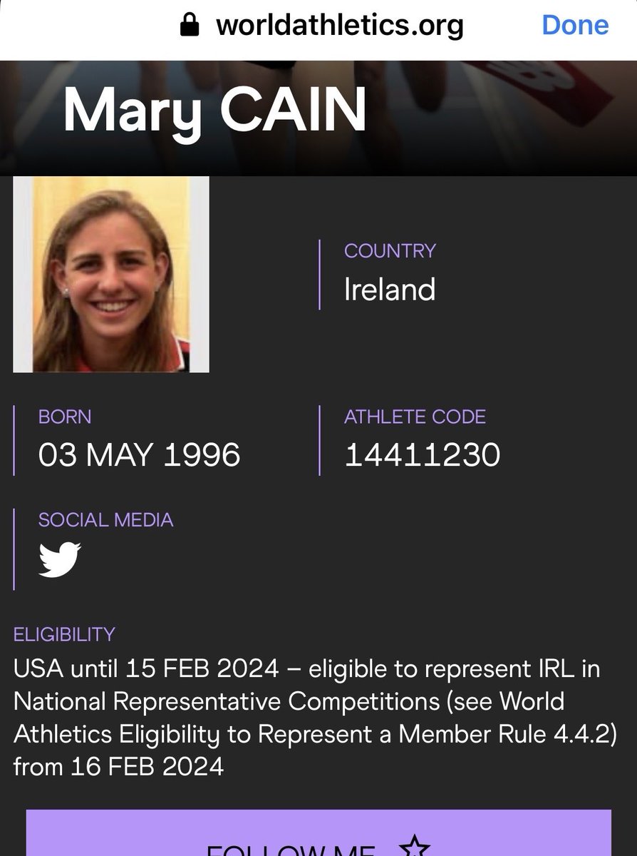ianoriordan's tweet photo. Interesting that former US distance running prodigy Mary Cain now eligible to represent Ireland.
Hasn’t raced in years but clearly a unique talent.
Story ⁦@IrishTimesSport⁩ https://t.co/ZbE9HcdJgd