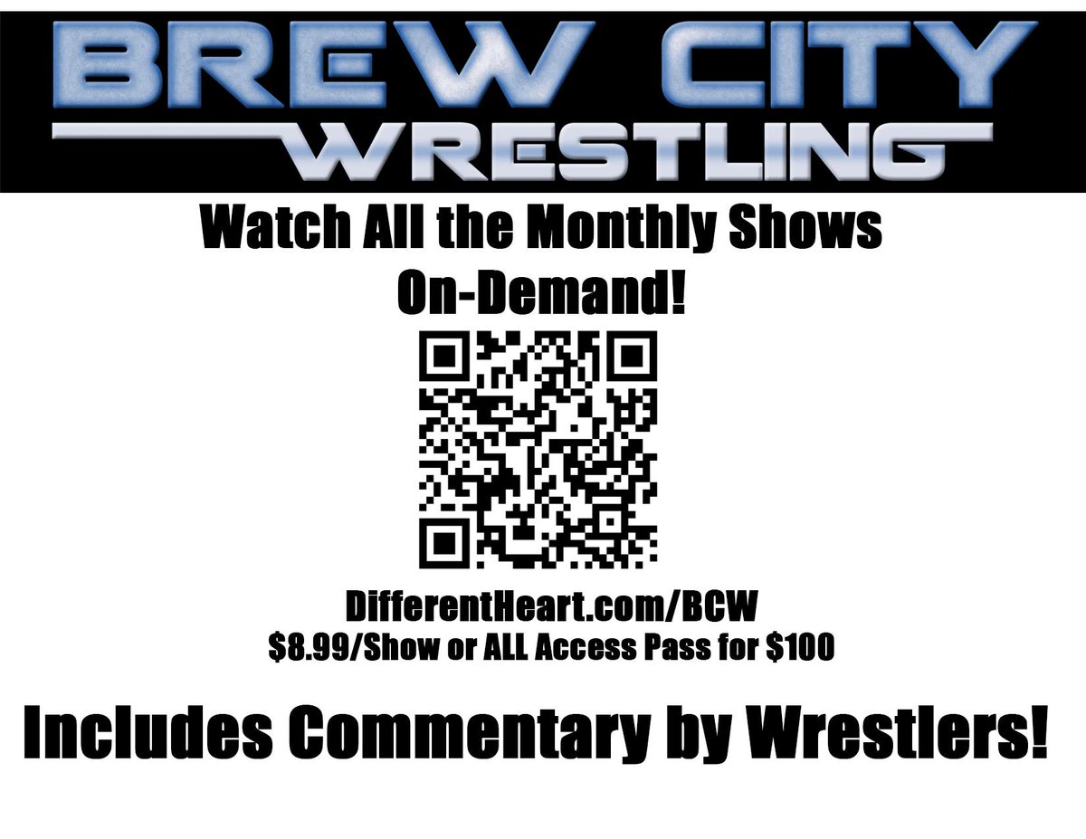 What all the Stars of Brew City Wrestling shows by scanning the QR code.