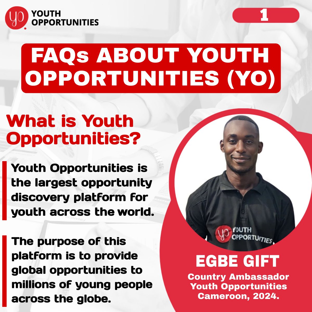 EgbeGiftDickson's tweet photo. Frequently Asked Questions (FAQs) about @YOpportunities!

( A Thread)

YO  (@YOpportunities) is the largest opportunity discovery platform for youth across the world.

Millions of youths have trusted YO as the most effective platform to find the latest opportunities for free. https://t.co/glImeoeRha