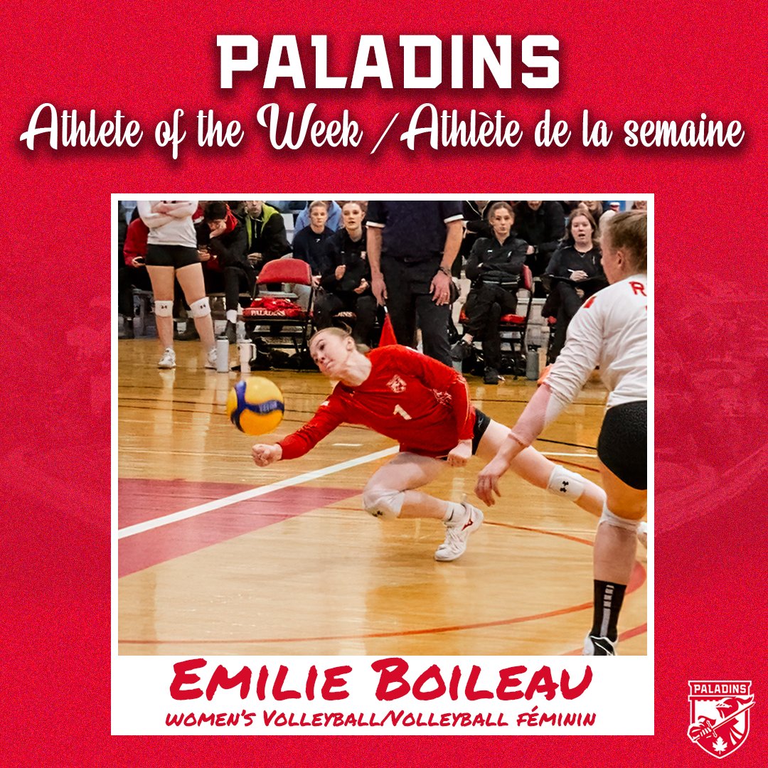 Boileau played in all nine sets over the weekend for RMC, recording 31 digs over the two matches!

Her defensive performance proved crucial for the Paladins in helping them secure their first win of the season on Friday!