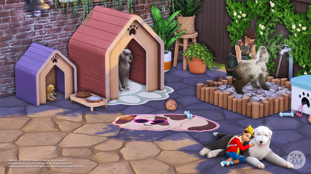 🐶NEW CC🐶 

Your children's best friends will love their cozy sleeping house. Have fun playing with this set of items for your pets! #TheSims4  #TheSims4CC

Get early access now, visit my website. 
▶️Link in bio.