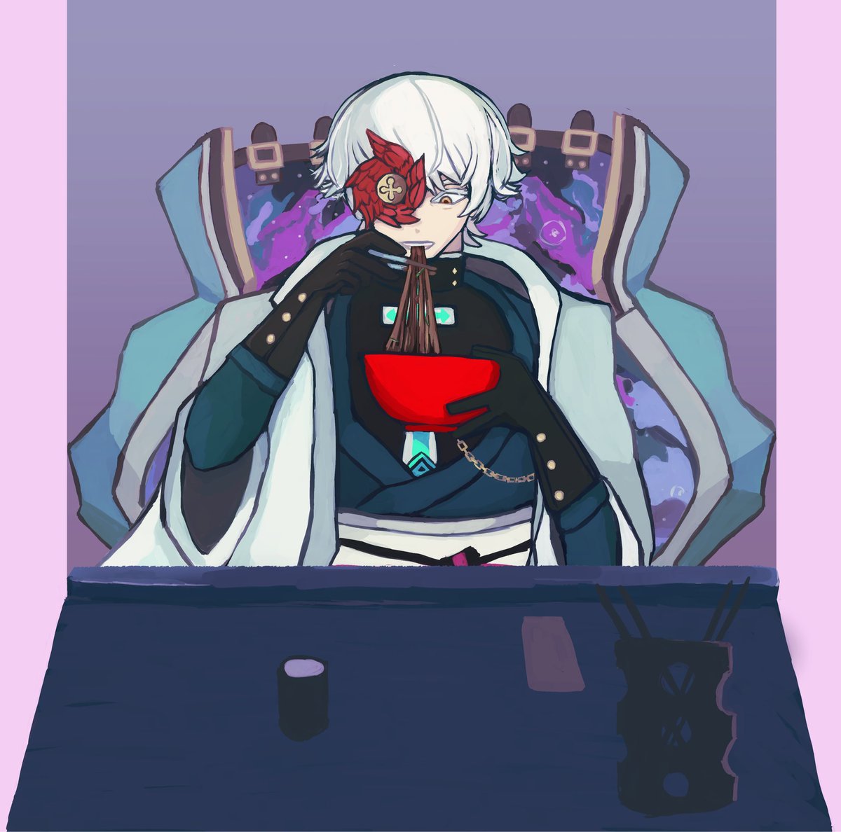 happy (late) Valentine’s Day 
My drawing for the @GGSeasonal collab for Valentine’s Day!
I got to draw Asuka eating jjajangmyeon.
#guiltygear