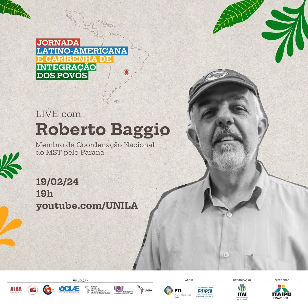 MST_Oficial's tweet photo. HOJE, 19H 🌎🚩📲 Live preparatória à Jornada Latino-Americana e Caribenha de Integração dos Povos
🔔 Ative o sininho e receba a notificação: https://t.co/BKGDOfxZWi
A live será um ‘esquenta’ para a Jornada!
#JornadadosPovos #MST #MSTPR https://t.co/q1mqebpB2c