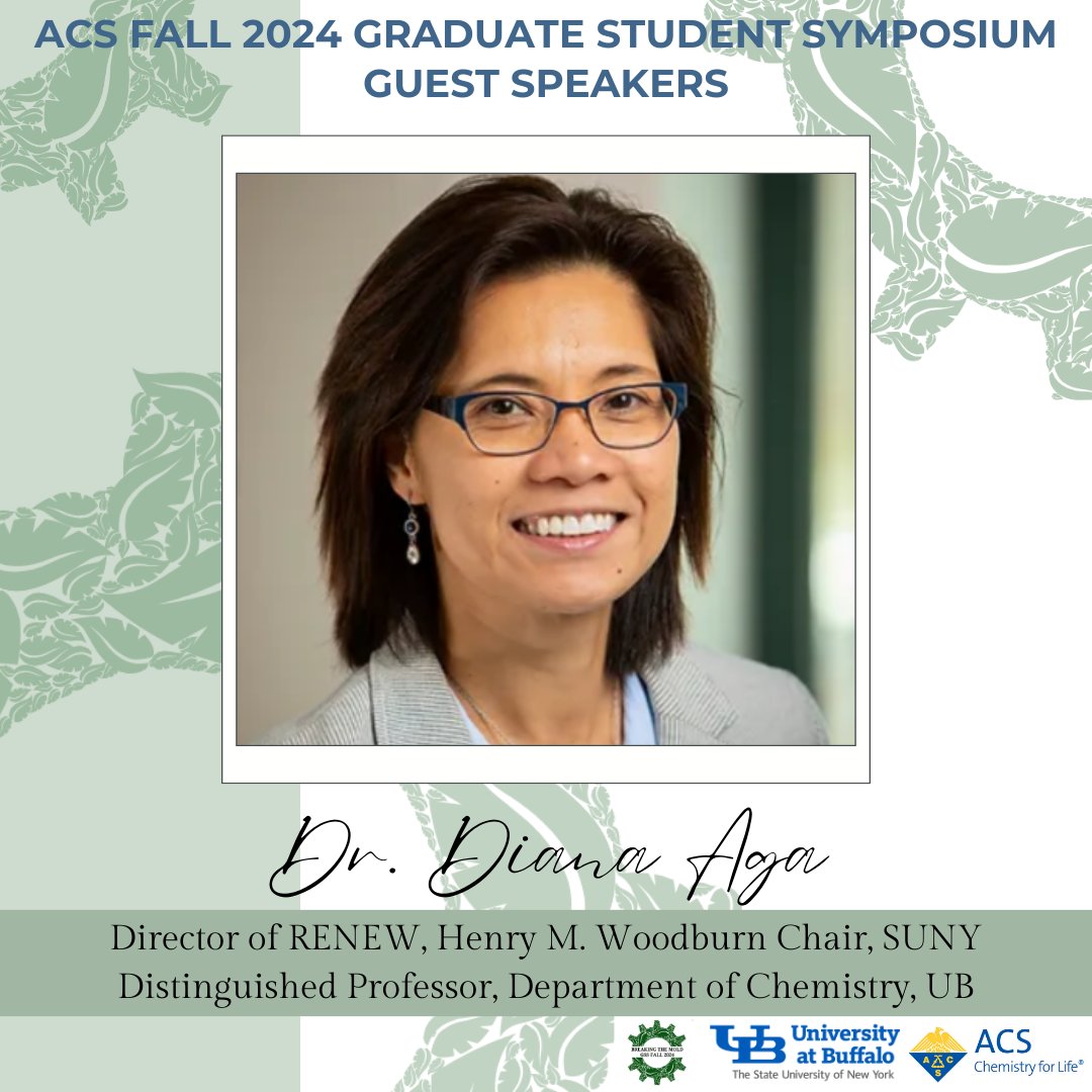 Graduate Student Symposium ACS Fall 2024 (@gsspc2024) on Twitter photo 🌿 Meet Dr. Diana Aga from <a href="/UBChemistry/">UB Dept of Chemistry</a>! Passionate about understanding our environment, we're dedicated to tracking contaminants that impact our health and ecosystems. From persistent pollutants to pharmaceutical residues, we're on a mission to protect our planet. #STEM🌎💧 🌿 Meet Dr. Diana Aga from <a href="/UBChemistry/">UB Dept of Chemistry</a>! Passionate about understanding our environment, we're dedicated to tracking contaminants that impact our health and ecosystems. From persistent pollutants to pharmaceutical residues, we're on a mission to protect our planet. #STEM🌎💧