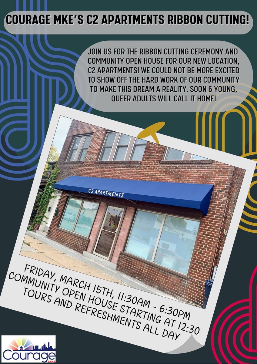 It’s happening! It’s here! 

Please join us for the ribbon cutting ceremony and/or a tour of the new C2 Apartments on March 15th. We’re excited to share all that you’ve helped us create! ❤️🌈