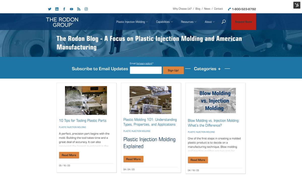 Rodon Group consistently offers the most efficient and sustainable, high-quality custom plastic injection molding solutions. Our blog has everything you need to learn more about our commitment to providing the best experience.

Click here to read our blog: hubs.li/Q02jvJld0