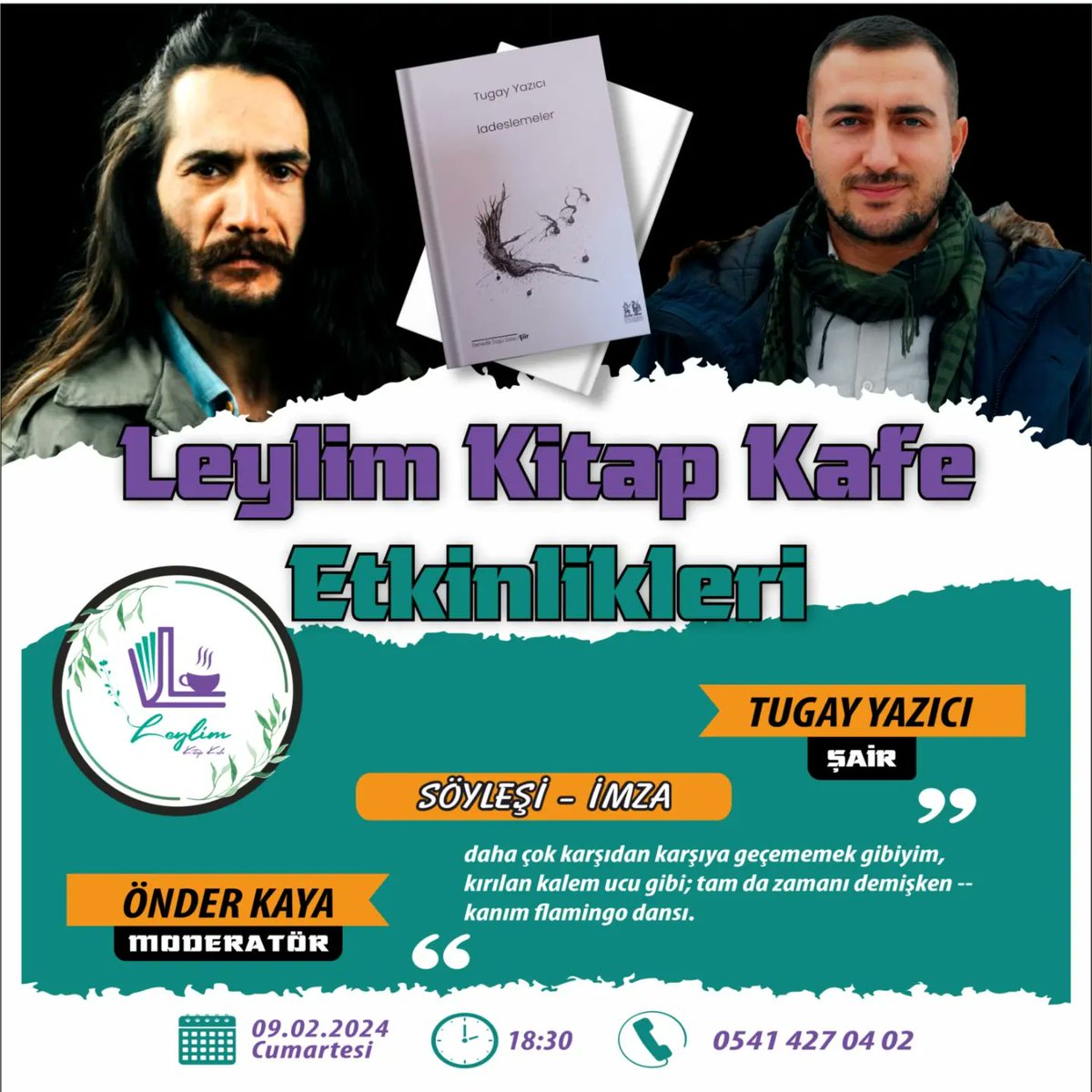 Düzeltme( tarih: 09.03.2024)
.
Şair Tugay Yazıcı'yı 9 Mart Cumartesi günü ağırlıyoruz.  <a href="/tugay_yazicii/">Tugay Yazıcı</a> 🌿
@pikareskyayinevi