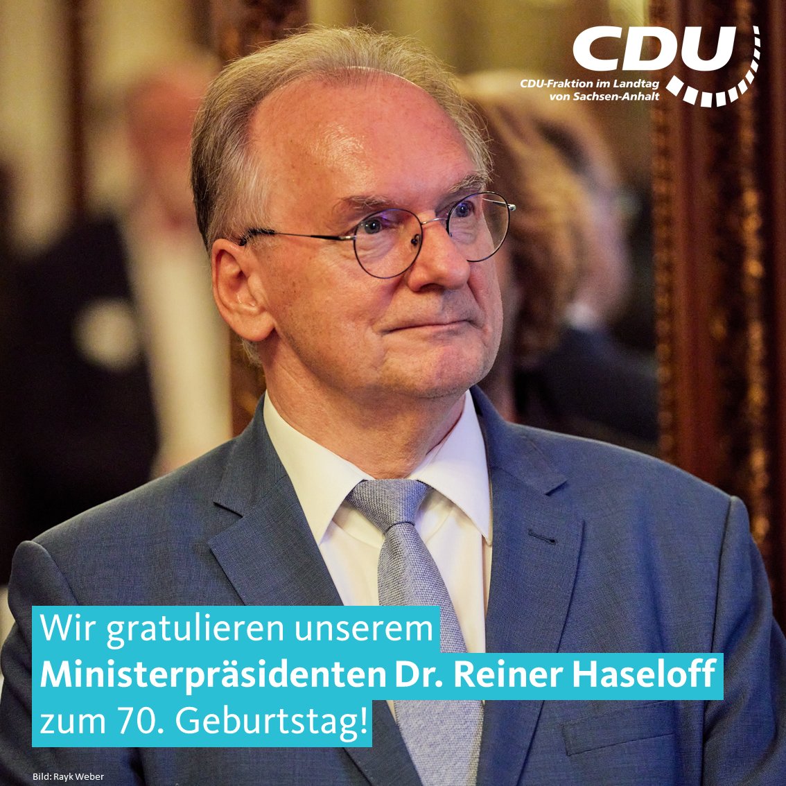 CDU-Fraktion LSA (@cdufraktion_lsa) on Twitter photo Als CDU-Fraktion im Landtag von Sachsen-Anhalt gratulieren wir unserem Ministerpräsidenten Dr. <a href="/reinerhaseloff/">Dr. Reiner Haseloff</a> ganz herzlich zum 70. Geburtstag. Seit fast 13 Jahren führt er unser Bundesland erfolgreich in die Zukunft. Wir wünschen ihm Gesundheit, Schaffenskraft und Gottes Segen. Als CDU-Fraktion im Landtag von Sachsen-Anhalt gratulieren wir unserem Ministerpräsidenten Dr. <a href="/reinerhaseloff/">Dr. Reiner Haseloff</a> ganz herzlich zum 70. Geburtstag. Seit fast 13 Jahren führt er unser Bundesland erfolgreich in die Zukunft. Wir wünschen ihm Gesundheit, Schaffenskraft und Gottes Segen.