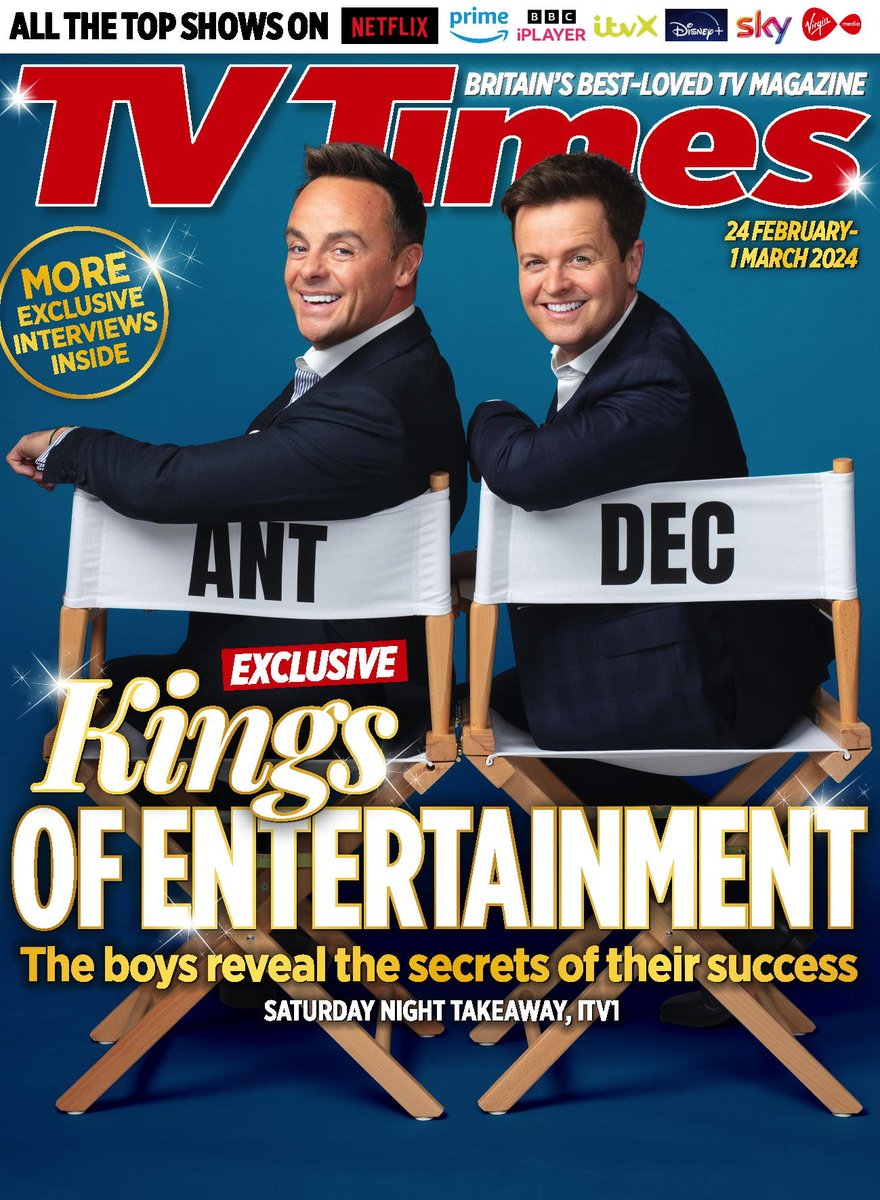 In our lovely new issue, <a href="/antanddec/">antanddec</a> exclusively tell us about <a href="/itvtakeaway/">Belta Box</a>. Plus @melaniejhil <a href="/BBCCasualty/">BBC Casualty</a>, <a href="/theactorsdiary/">Zephryn Taitte</a> <a href="/CallTheMidwife1/">Call the Midwife</a>, <a href="/PrueLeith/">Prue Leith</a> &amp; more! Out in print and digitally at Apple's App Store Zinio and Kindle Unlimited. Subscribe and save: magazinesdirect.com/az-magazines/3…