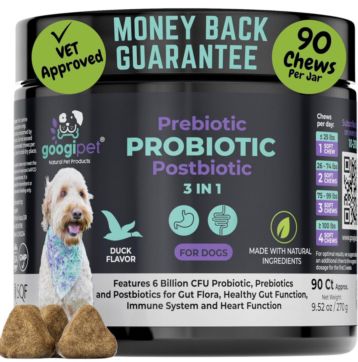 GoogiPet's tweet image. Boost your dog’s gut health with GoogiPet’s Probiotic Soft Chews! 🐾 With 6 billion CFUs &amp;amp; 11 strains, our all-natural formula promotes digestion, nutrient absorption &amp;amp; happier poops. Say goodbye to itchy skin &amp;amp; bad gas. Made in the USA. 🌿✨ #GoogiPet #HealthyPets