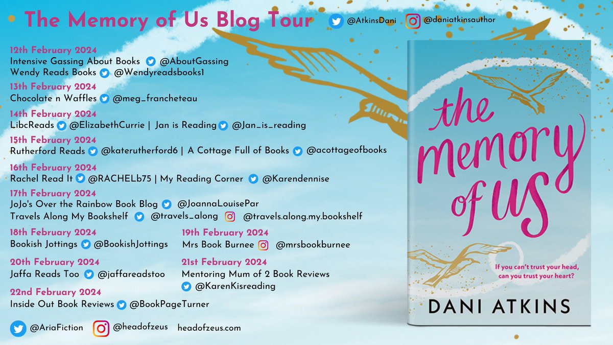 Today on the blog I am delighted to join the #BlogTour  to share my #bookreview of #TheMemoryOfUs by @AtkinsDani @AriaFiction 
jaffareadstoo.blogspot.com/2024/02/blog-t…