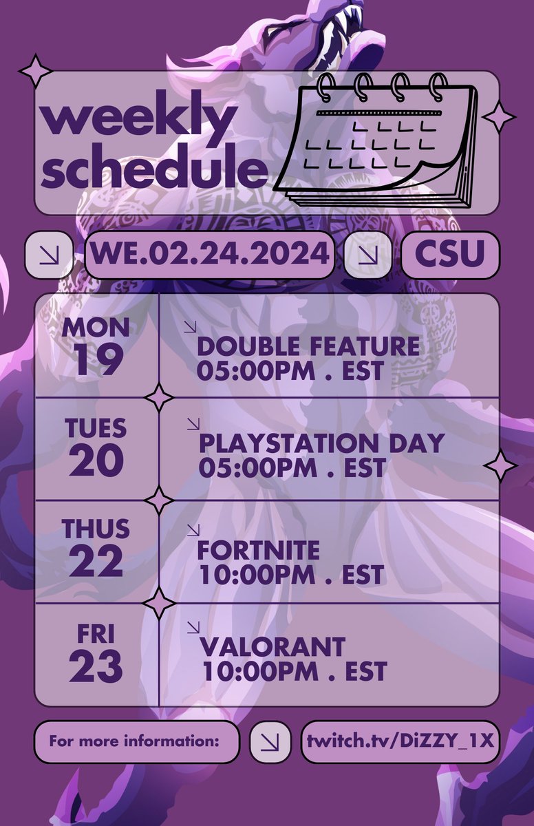 DiZZY1X's tweet image. #CSULiveAlert ---&amp;gt; Here is your class schedule for the week!

Headmaster needed a few days but, WE BACK! A few Battle Royals featured This Week! We will be starting a Game Series for Story Mode on @PlayStation as well. No YT this week!

See You All Soon, twitch.tv/dizzy_1x