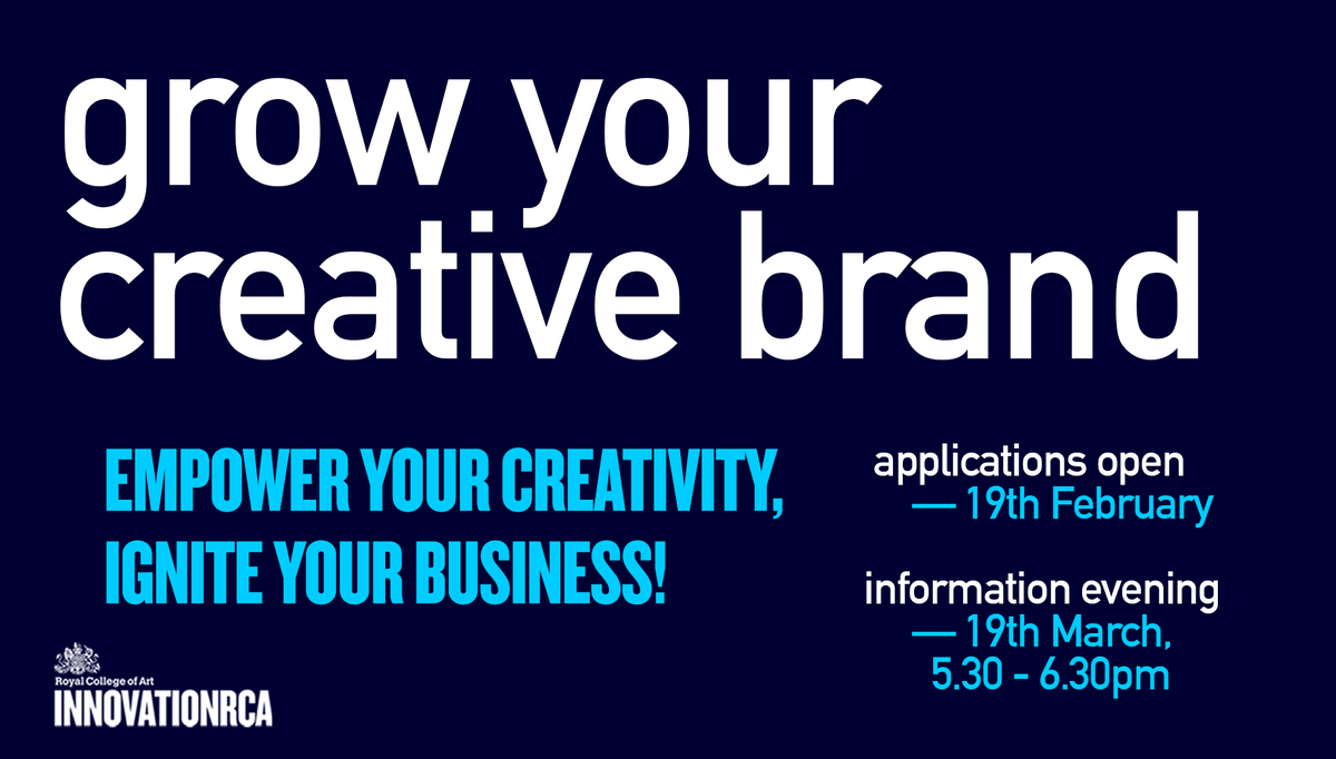 Exciting News! 🚀 Apply now for InnovationRCA's Creative Brands Accelerator! A 6-month program offering tailored business mentoring, commercial training, and advice for creative businesses by RCA graduates and alumni docs.google.com/forms/d/e/1FAI…