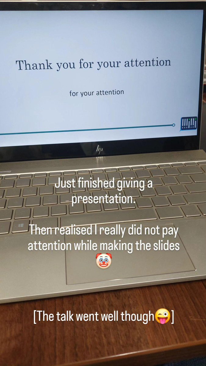 shreyasramoji's tweet image. I gave a presentation today, had this in my slides (🤡), but luckily nobody noticed 💀😌. 

#AcademicTwitter #Postdoclife #postdoc