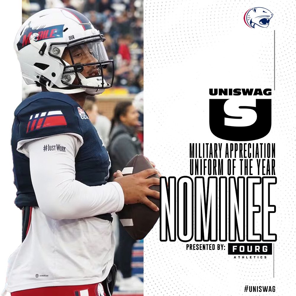 UNISWAG Military Appreciation Uniform of the Year Nominee presented by <a href="/FourgAthletics/">Fourg Athletics</a> 

<a href="/SouthAlabamaFB/">South Alabama Football 🏈</a> is up for the best military appreciation uniform of the 2023 College Football season!

Click here to vote: bit.ly/2sHF6u9

#uniswag