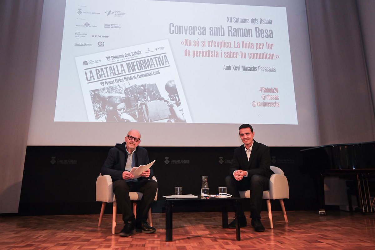 📢Comença la 1⃣a batalla informativa dels #Rahola24

🗣️Conversa «No sé si m’explico. La lluita per fer de periodista i saber-ho comunicar», amb <a href="/rbesac/">Ramon Besa</a> i <a href="/xevimasachs/">Xevi Masachs</a>

#CPCGirona
