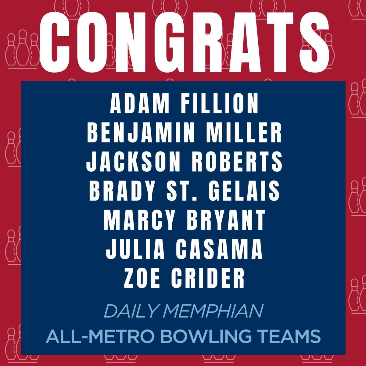 Our SBA Bowling Team members took home several Daily Memphian awards this year! Congratulations on an amazing season! @johnvarlas