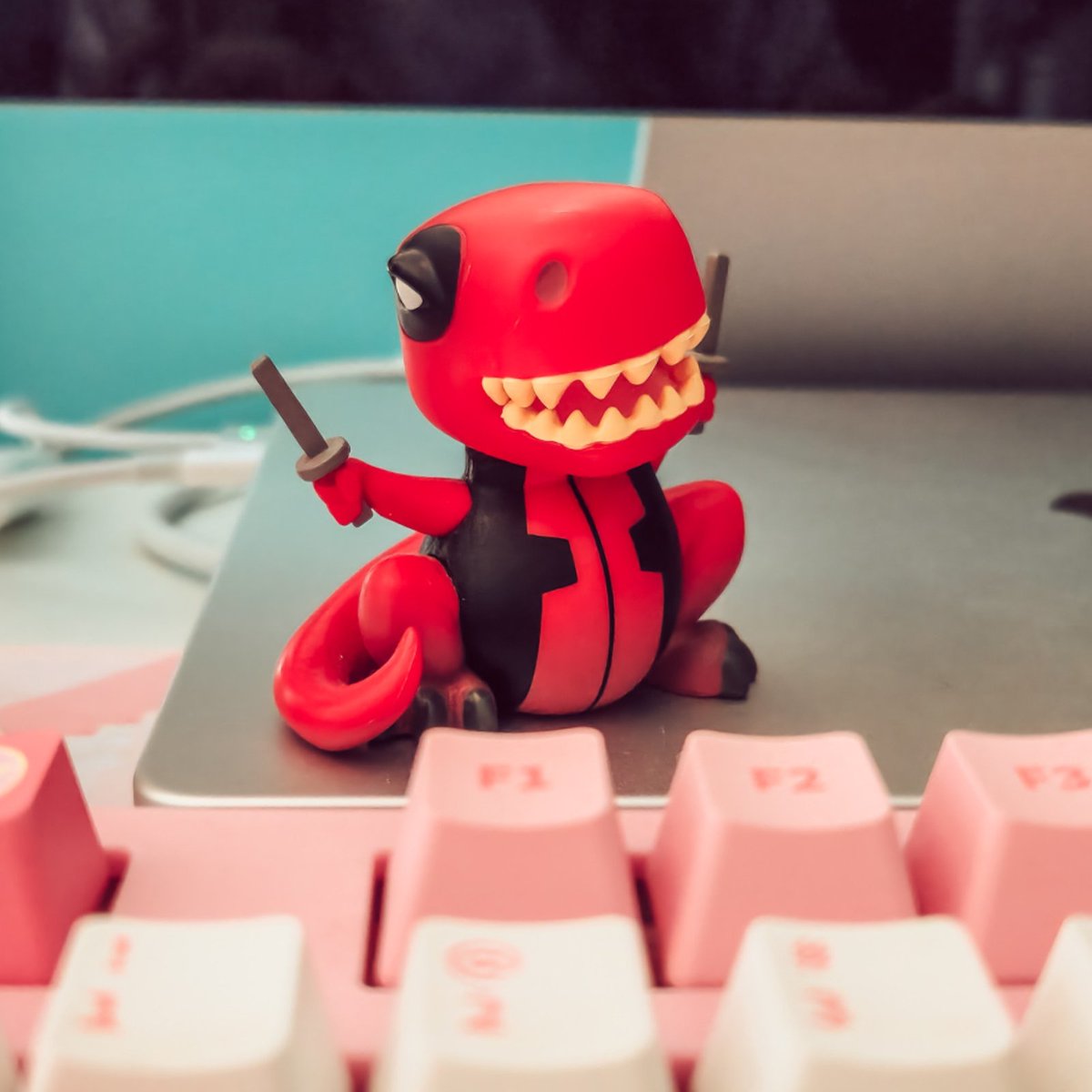 hali02's tweet photo. Mini Dinopool stays at my desk to remind me to give it my RAWR! everyday ♥️ - #OfficeDay entry for @FunkoLeeM &amp; @dj3cb #FunkoPhotoaDayChallenge #FunkoFeb2024 

#Funko #Deadpool #Dinopool https://t.co/iMurdfACv7