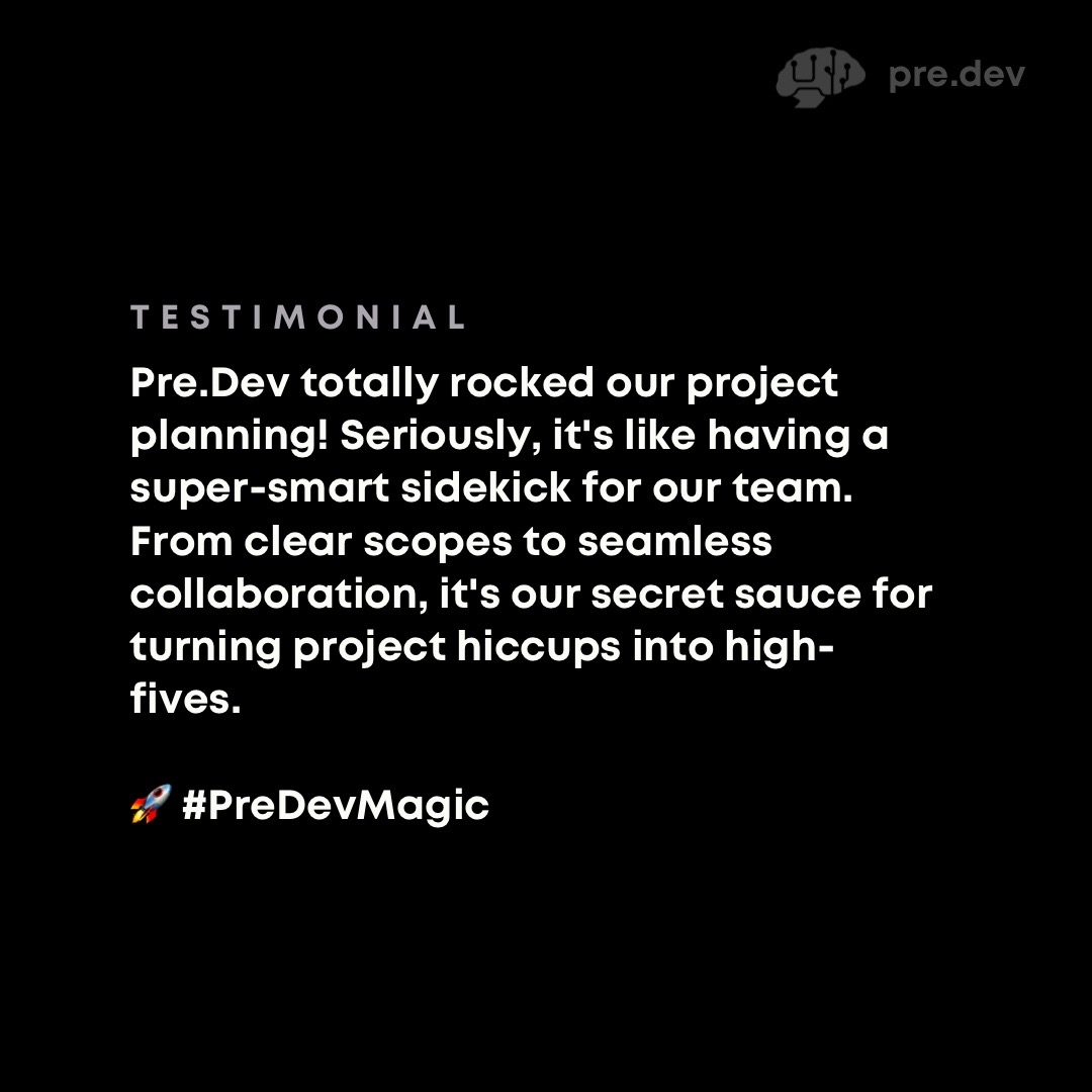 predotdev's tweet photo. Maximize https://t.co/WOb8bGPoQU’s cutting-edge AI and efficient planning software for your business ideas, scope of work, SOPs, software development, and more! 

Visit https://t.co/b1oeOgHkmw to try our product for yourself or book a live demo!

#predev #businessai #generativeai https://t.co/A76LBSyNyf