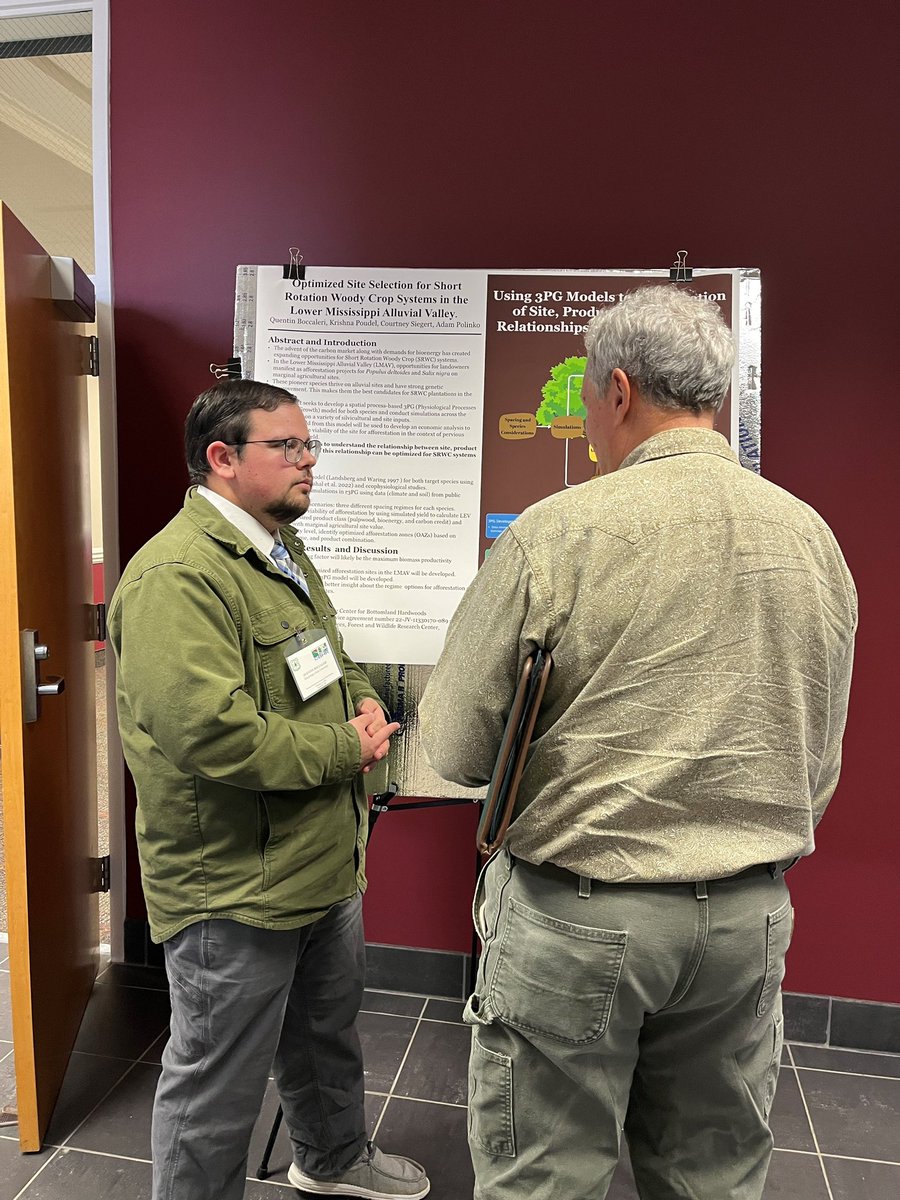 #MSUCFR students swept the student poster competition at the Southern Hardwood Forest Research Group Meeting in Stoneville, MS!