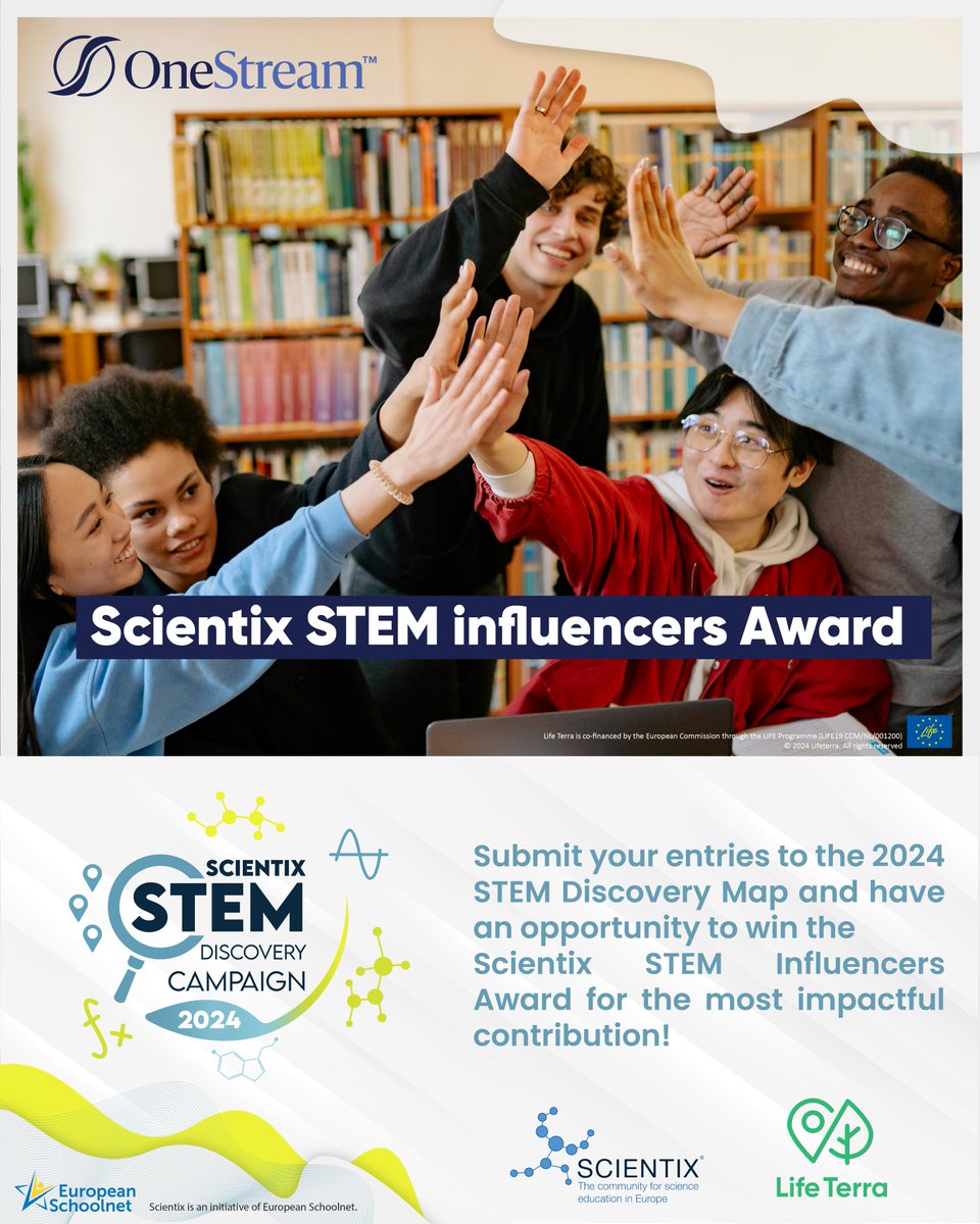Your impact matters!👏 💡If your activity in the #SDC24 map has a great impact you could win the Scientix STEM Influencers Award supported by @OneStream_Soft! The prize is a spot at the 2024 #SPW in Brussels! #SDC24 🏆 Co-organised by @LIFETerraEurope 🚀bit.ly/sdc24-awards
