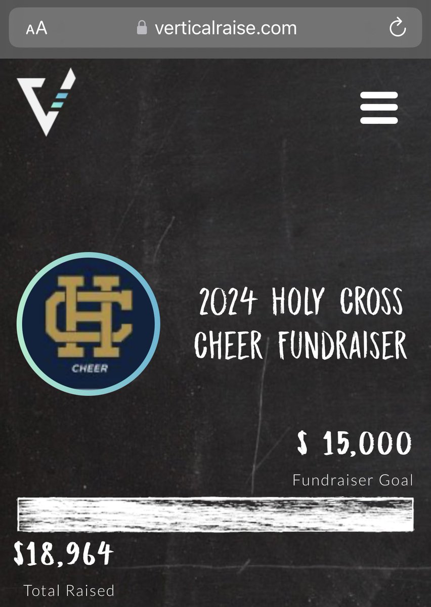 VerticalRaiseNO's tweet photo. 📣📣 Big time fundraiser by @HolyCrossCheer yet again! They know how to get things done on and off the mat! #online #fundraiser 📣📣 https://t.co/KumJXH1KsA