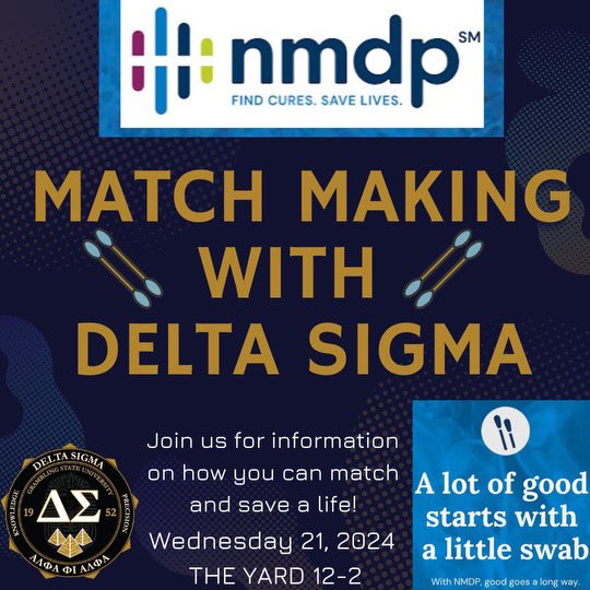 DeltaSigma1952's tweet photo. Hey GramFam! Join us this Wednesday 12-2 on the yard with Grambling nmdp to learn about the ways you can potentially save a life! 💙💚#NMDP #GramfamSavesLives https://t.co/u43QRixzOc