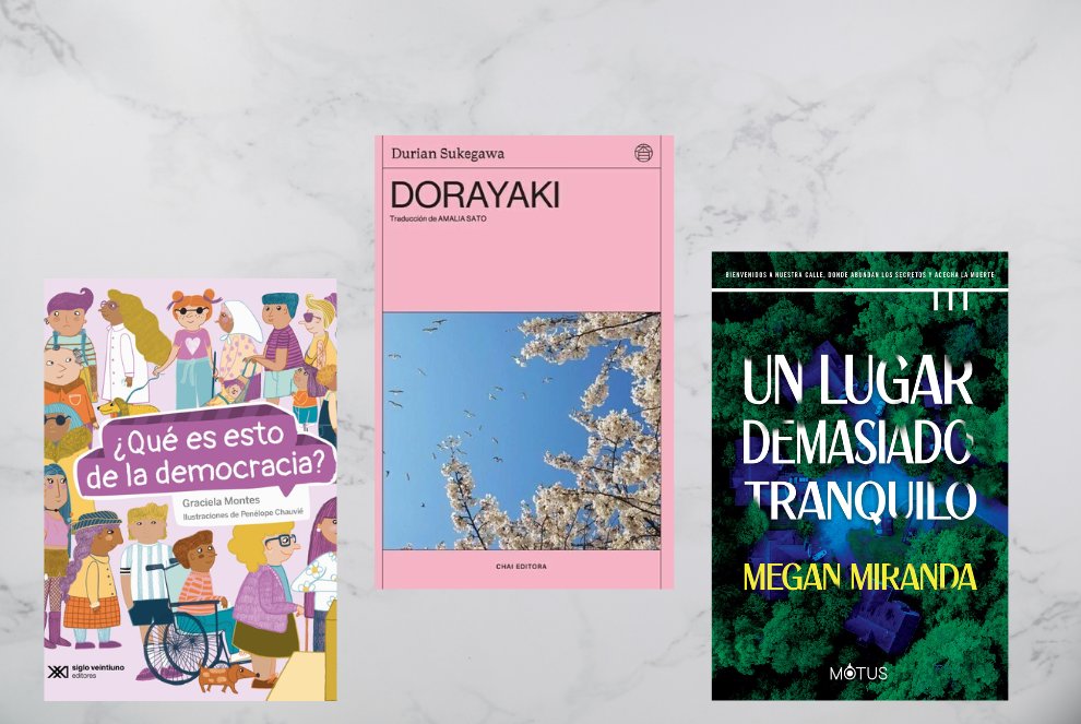 Babiloniagl's tweet photo. Comienza la #nuevatemporada de @Babiloniagl ! Y como siempre, hoy es lunes de #novedades. Thriller +  ensayo político sobre democracia para niñxs + narrativa contemporánea asiática, recomendación librera de  @VolcanAzul con @ChaiEditora . Pasen y lean. https://t.co/y19wL8hIWV https://t.co/tjzeQ43dT4