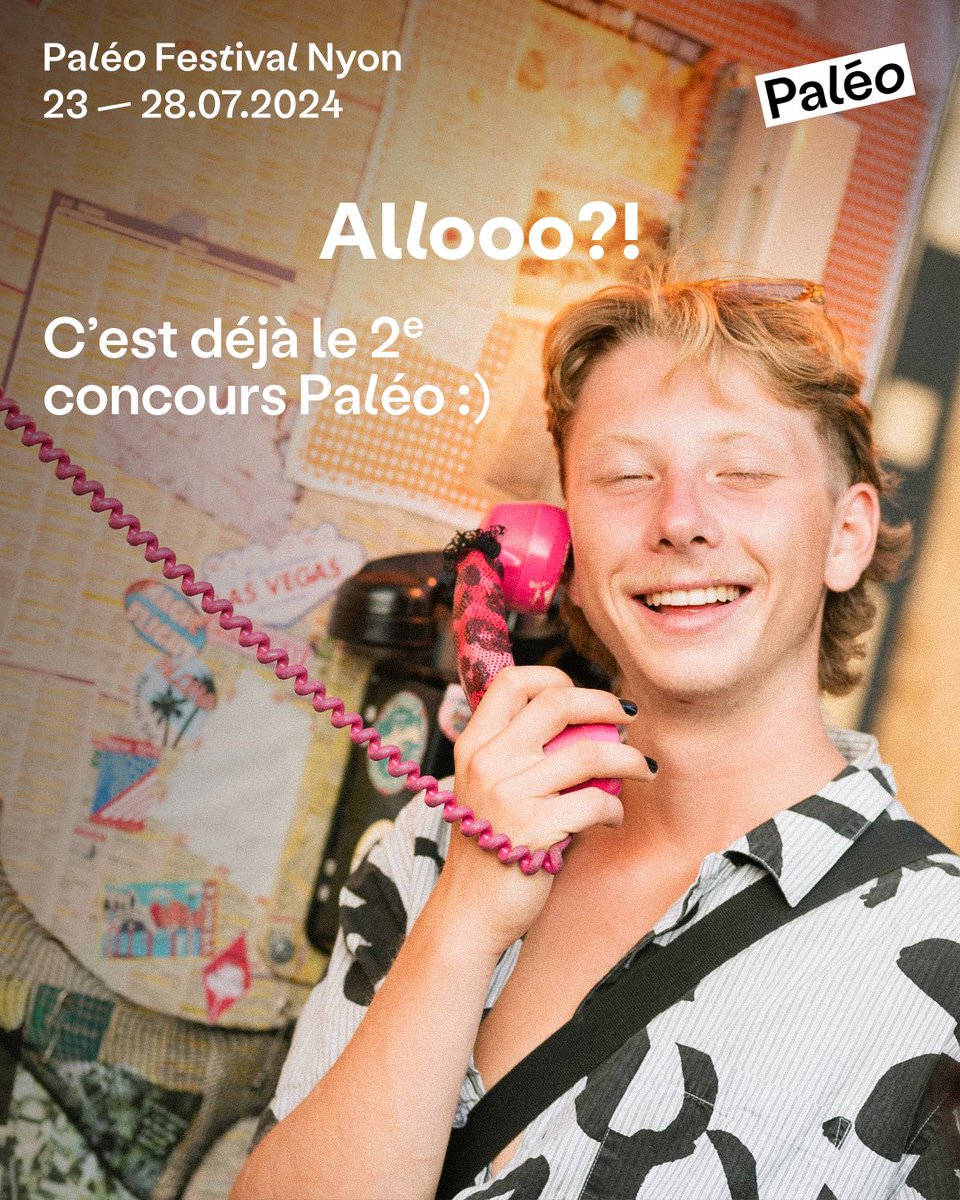 Allooo? On entame déjà la 2e semaine des concours Paléo 🥳 Du lundi au dimanche, réponds à la question de la semaine sur paleo.ch et GAGNES DES ABOS, DES BILLETS et plein d’autres prix chouettes! Participe: bit.ly/Ouiiii-le-conc… L'app: yeah.paleo.ch/fr/app-mobile-…