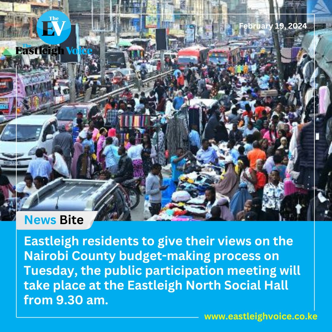 Nairobi County takes public participation exercise on budget to Eastleigh 

The Eastleigh meeting is one of many public participation forums Nairobi is holding on its County Fiscal Strategy Paper (CFSP), to help it come up with a budget based on what residents want.

Those who