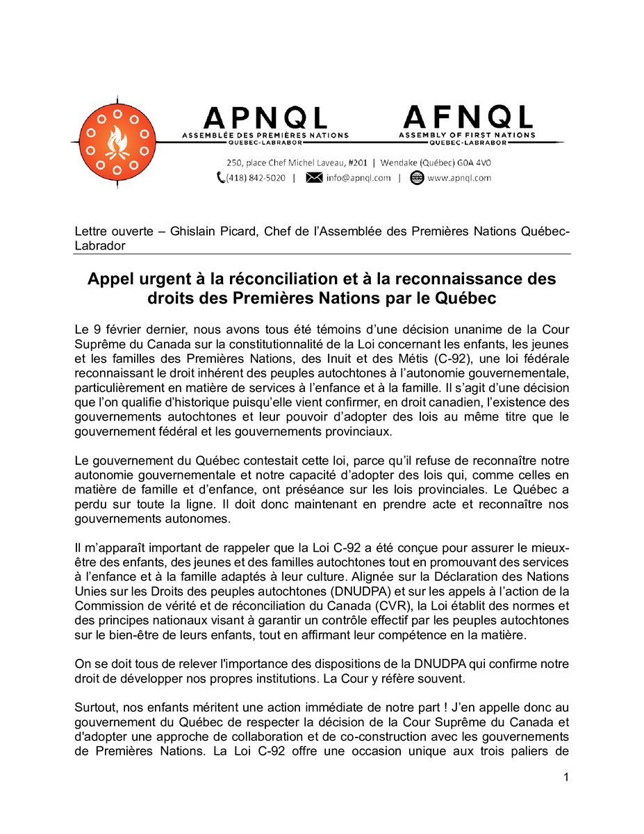 SEIZE03_fil's tweet photo. Lettre d'opinion: Appel urgent à la réconciliation et à la reconnaissance des droits des Premières Nations par le Québec
#C92 #APNQL #polqc #polcan #autochtones #réconciliation https://t.co/XVtcvJe7sL
