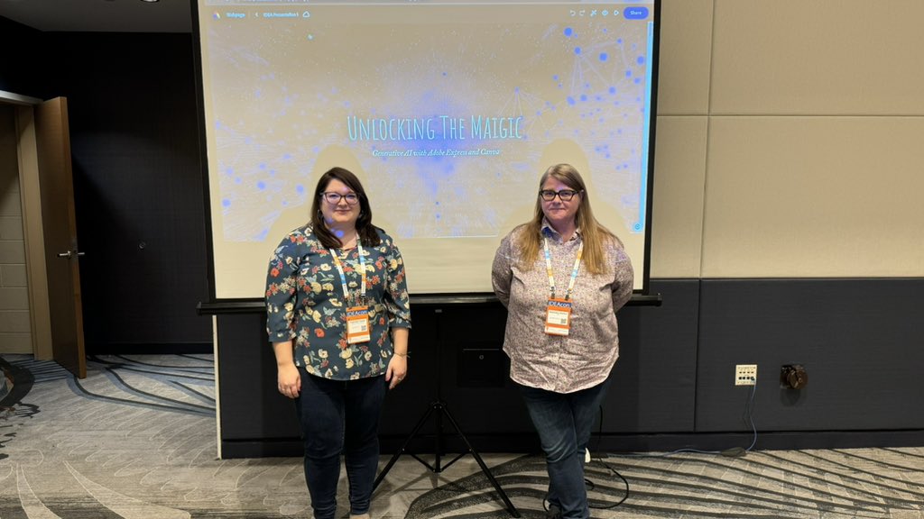 Excellent presentation by Shawndra Shelton &amp; Kathrine Clarke at #IDEAcon24 this afternoon! Unlocking the mAIgic, #GenerativeAI with <a href="/AdobeExpress/">Adobe Express</a> &amp; <a href="/canva/">Canva</a>. Many practical examples attendees can use in the classroom now. 
<a href="/barrington220/">Barrington 220</a>
#bsd220tech