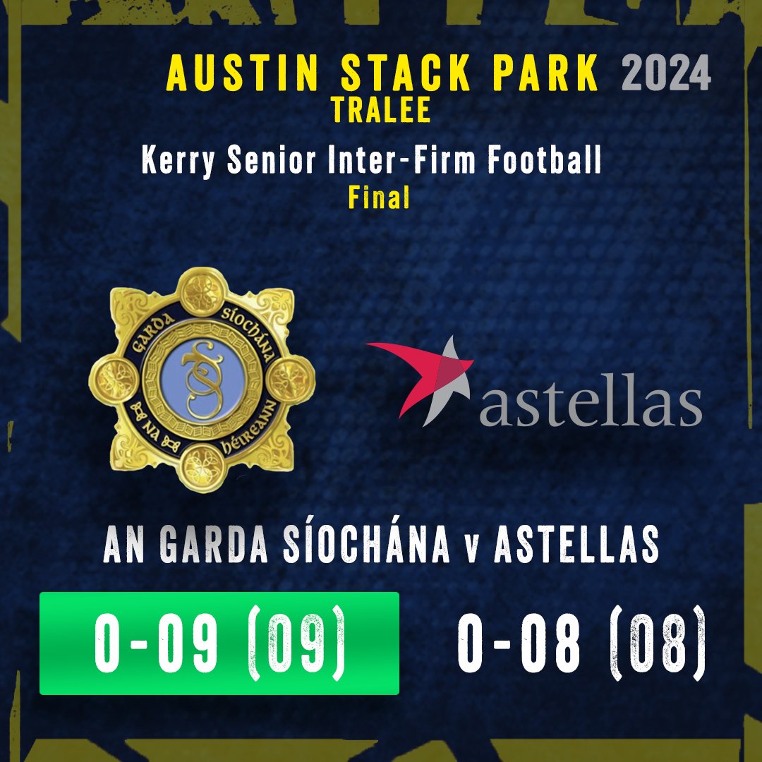 AustinStackPK's tweet photo. 🏐 Full-Time in the 2024 Senior Inter-Firm Football Final between An Garda Síochána and Astellas.  

#AustinStackPark #Tralee https://t.co/gCXZ245jcG