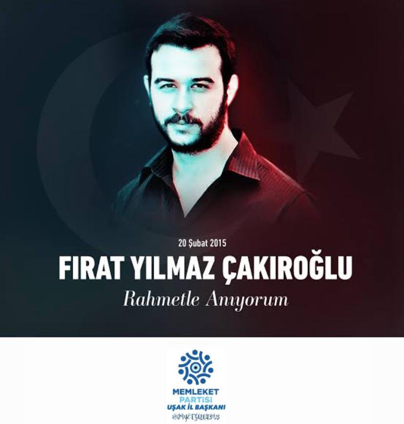 20 Şubat 2015 tarihinde PKK terör örgütü tarafından şehit edilen Atatürkçü Fırat Yılmaz Çakıroğlu’nu rahmetle anıyorum.