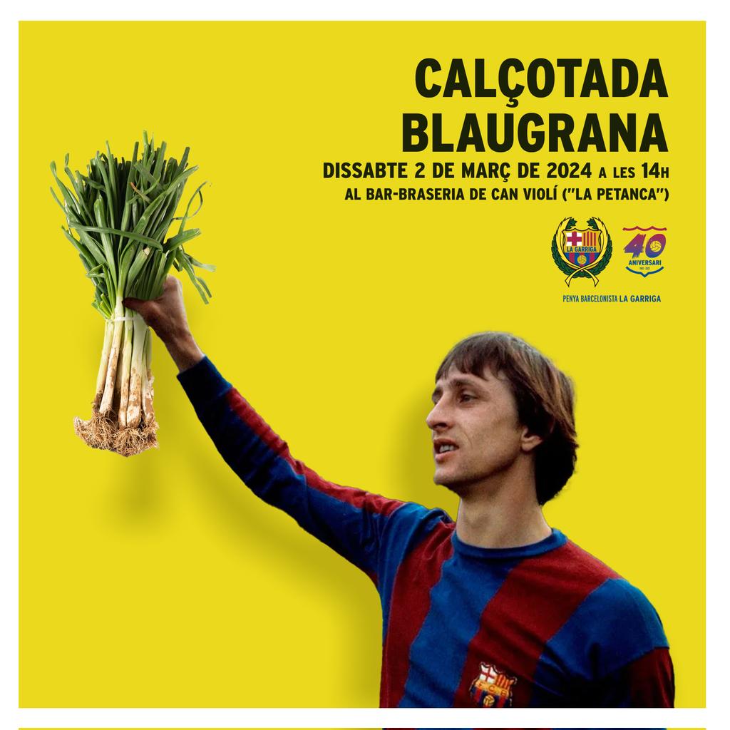 Ei! Que és època de calçots... i no pot faltar la calçotada blaugrana a #laGarriga! 
Serà el proper 2 de març a les 14h del migdia, a #CanViolí : t'apuntes?